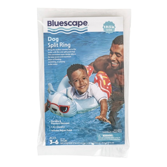 Bluescape Blue Donut Dog Split Inflatable Swim Ring Pool Float for Kids - Picture 5 of 5
